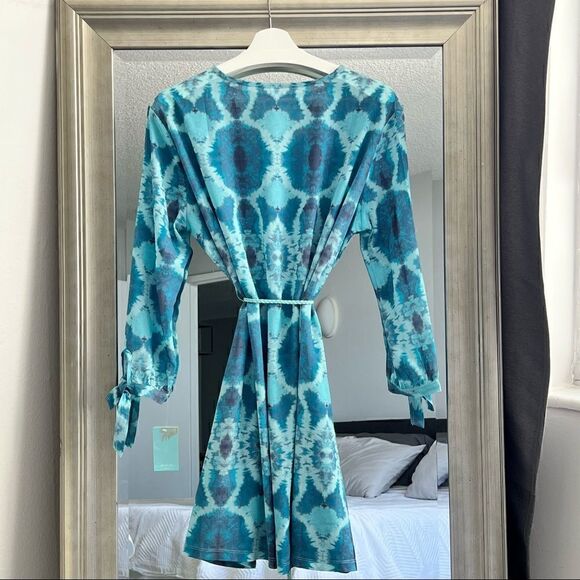 NWT ASPANA Boho Summer lightweight Tunic In Color Turquoise Long Sleeve Size S - Picture 4 of 5